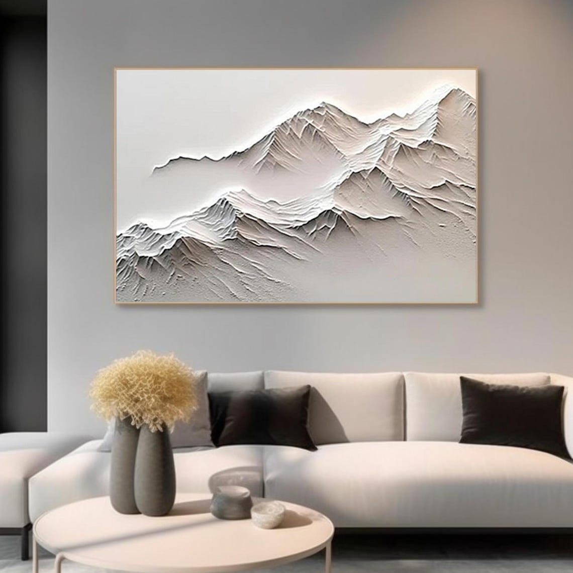 Original White Texture Wall Painting Large White 3d Texture Mountain Original Mountain Painting White Mountain Painting Home Decoration - Image 2
