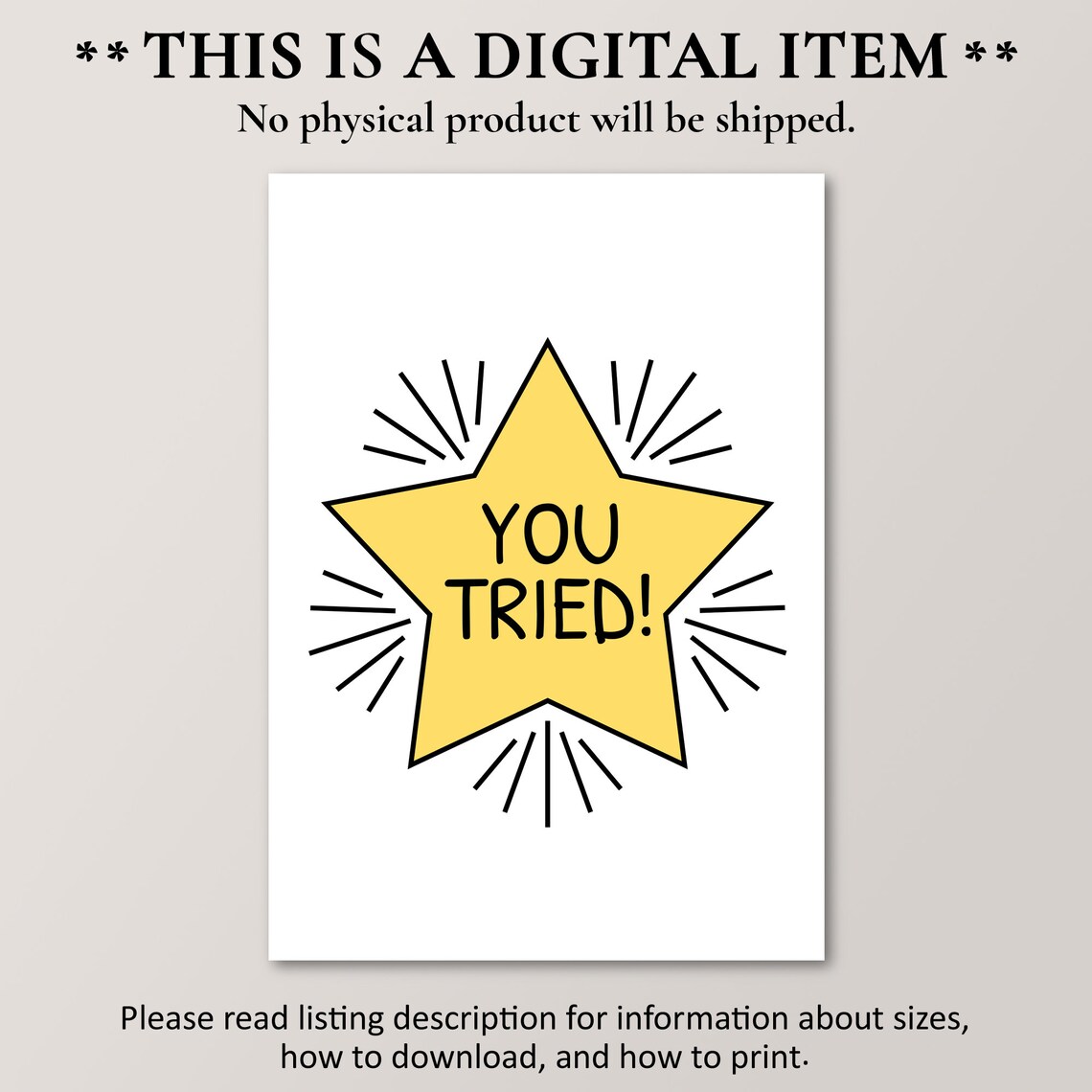 You Tried Funny Wall Art Sarcastic Poster Snarky Joke Instant - Image 2