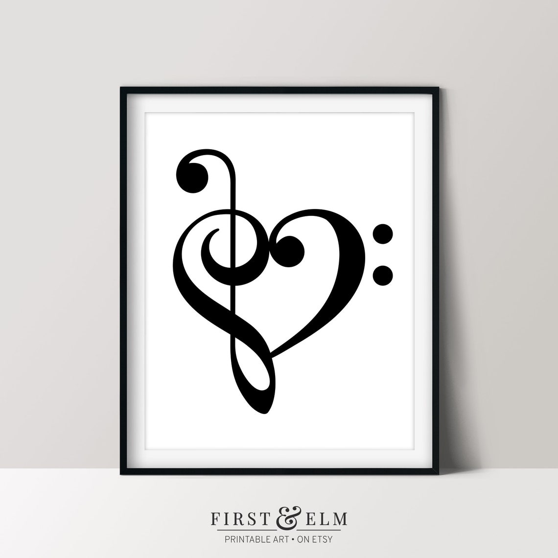 Treble Clef Bass Clef Heart Music Lover Piano Teacher Gift Art Print