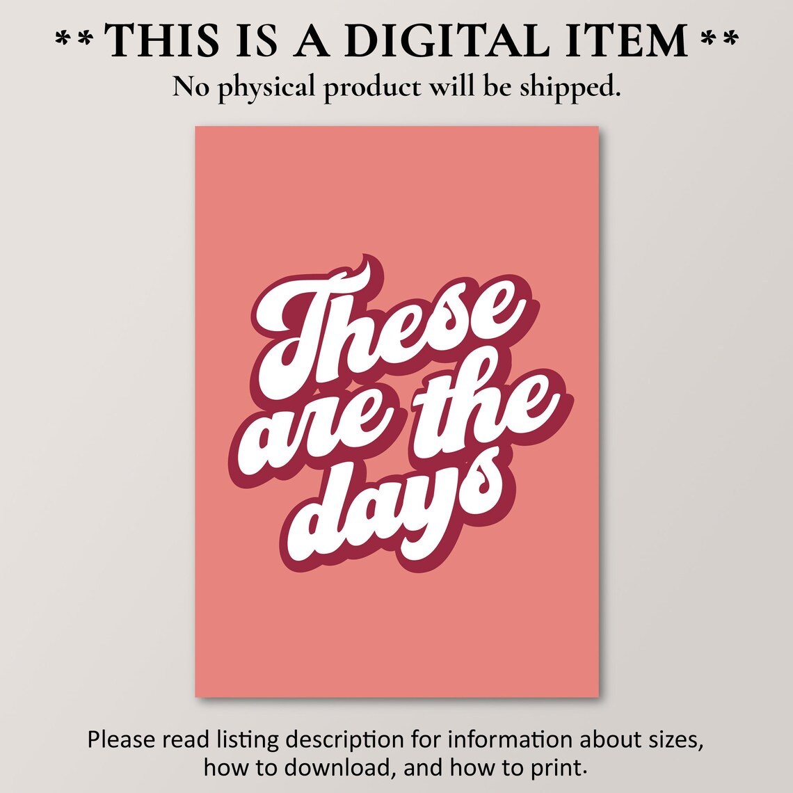 These Are The Days Quote Poster, Colorful Home Decor - Image 4