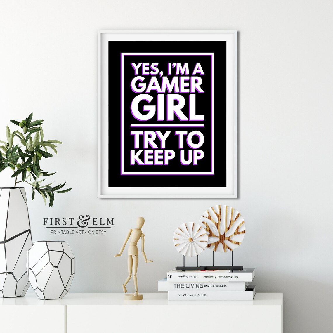 Yes Im A Gamer Girl Try To Keep Up Funny Gaming Room Decor Art Print - Image 3