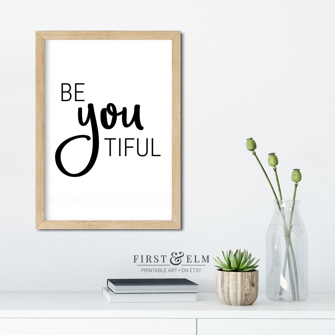 Be You Tiful Teal Script Inspirational Self Love Quote Wall Poster - Image 3