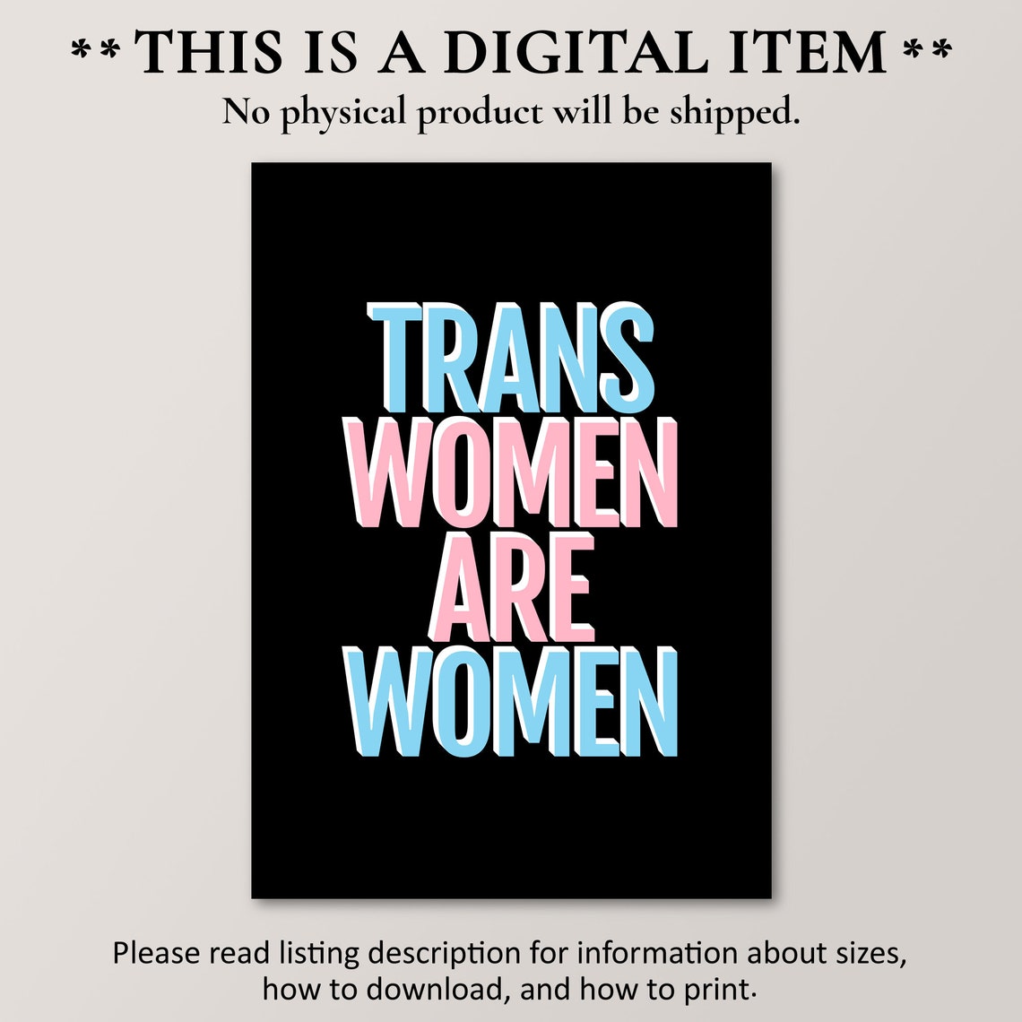 Trans Women Are Women Pride Trans Flag Colors LGBTQ Support Poster - Image 4