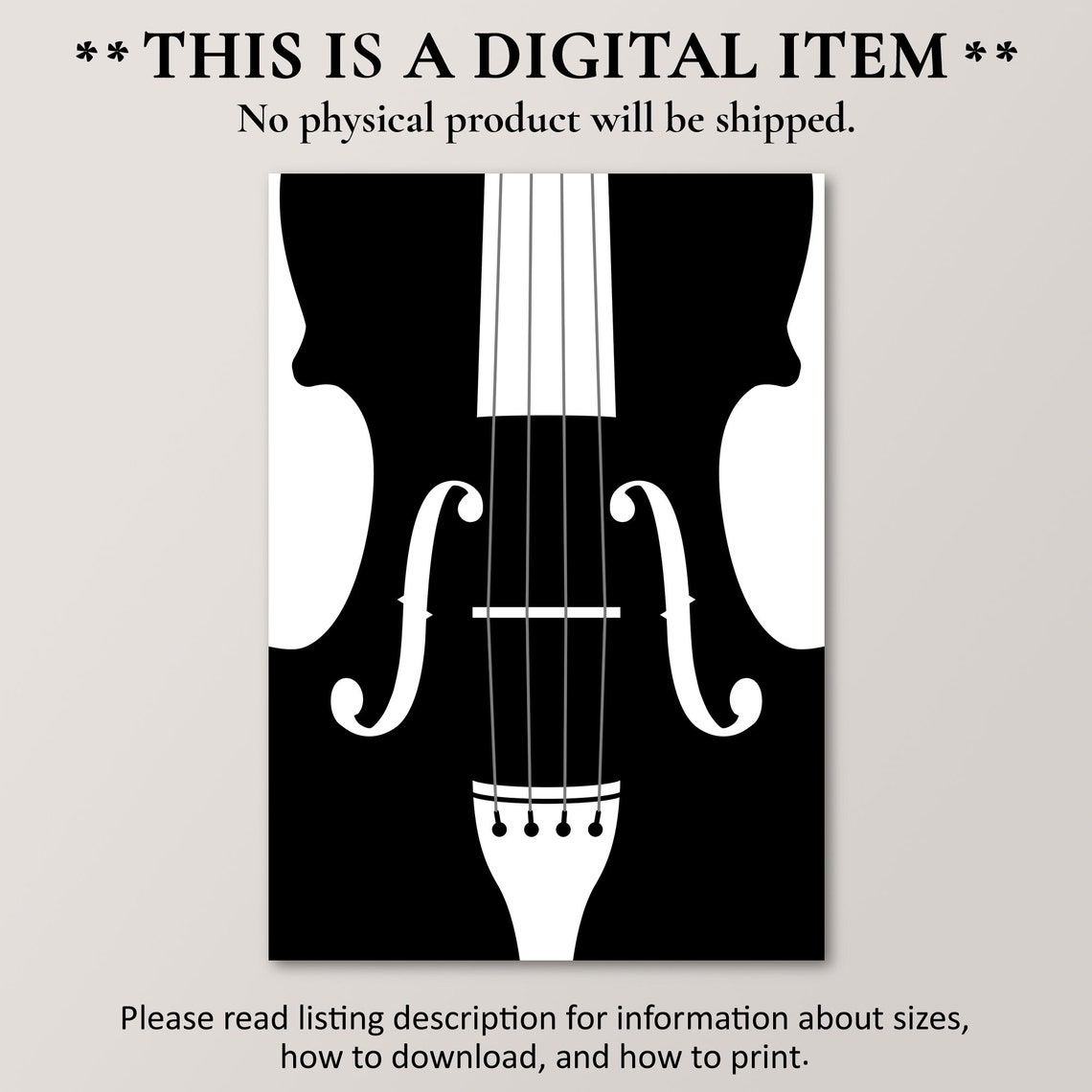 Violin Silhouette Minimalist Music Art Violinist Black White Print - Image 4
