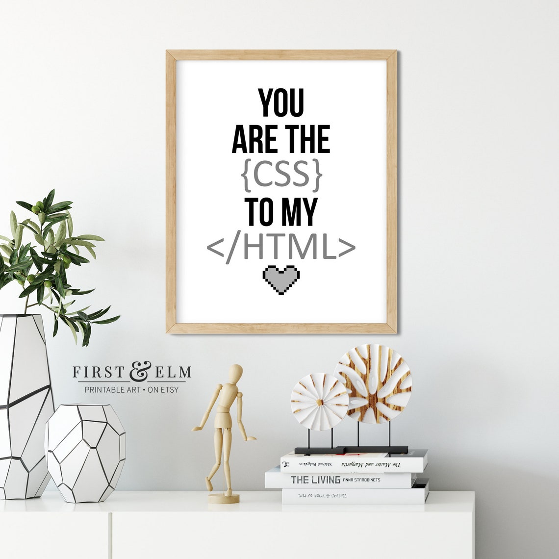 You Are The CSS To My HTML Funny Coder Romance Pixel Heart Poster - Image 3