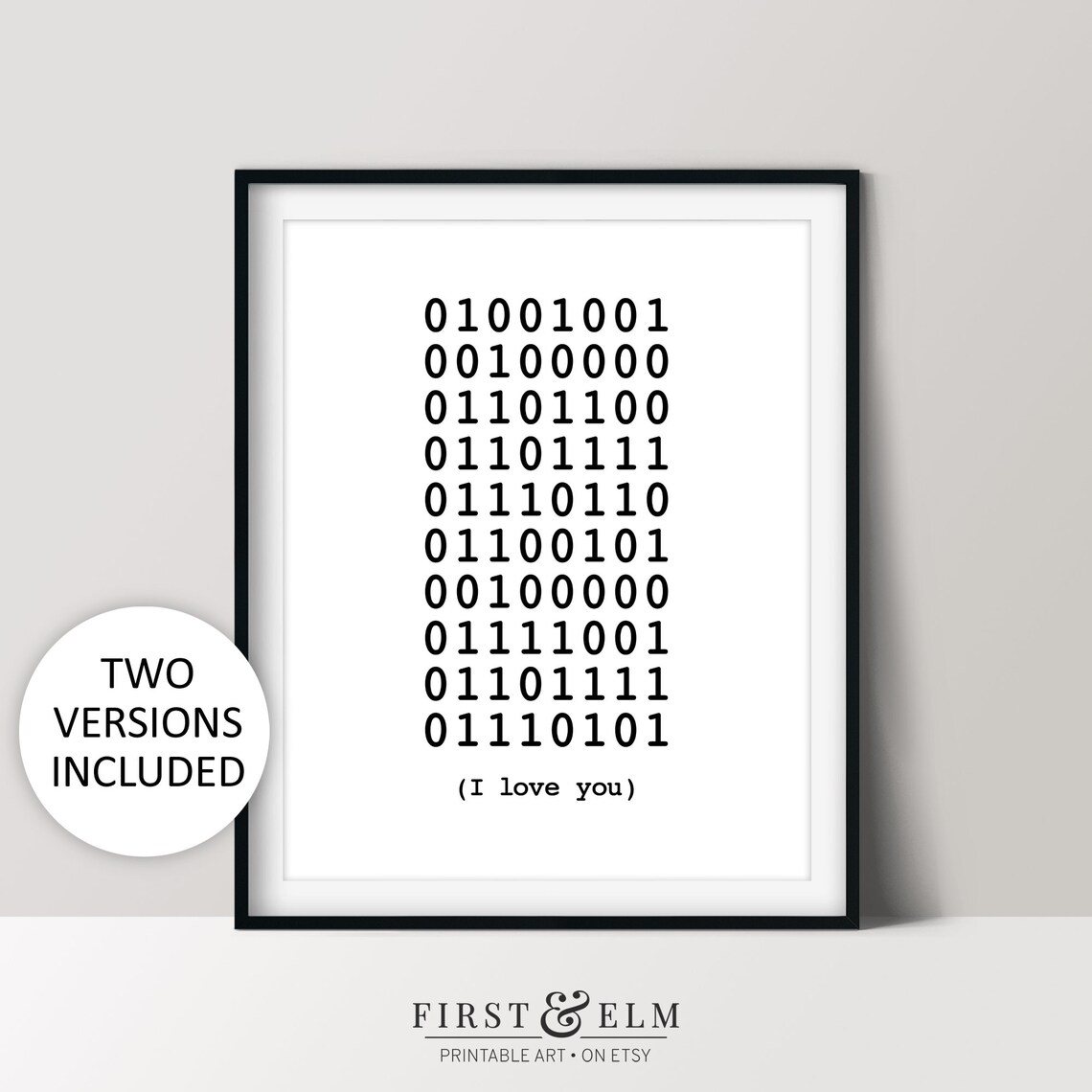 Binary Code I Love You Art Print, Nerdy Gift