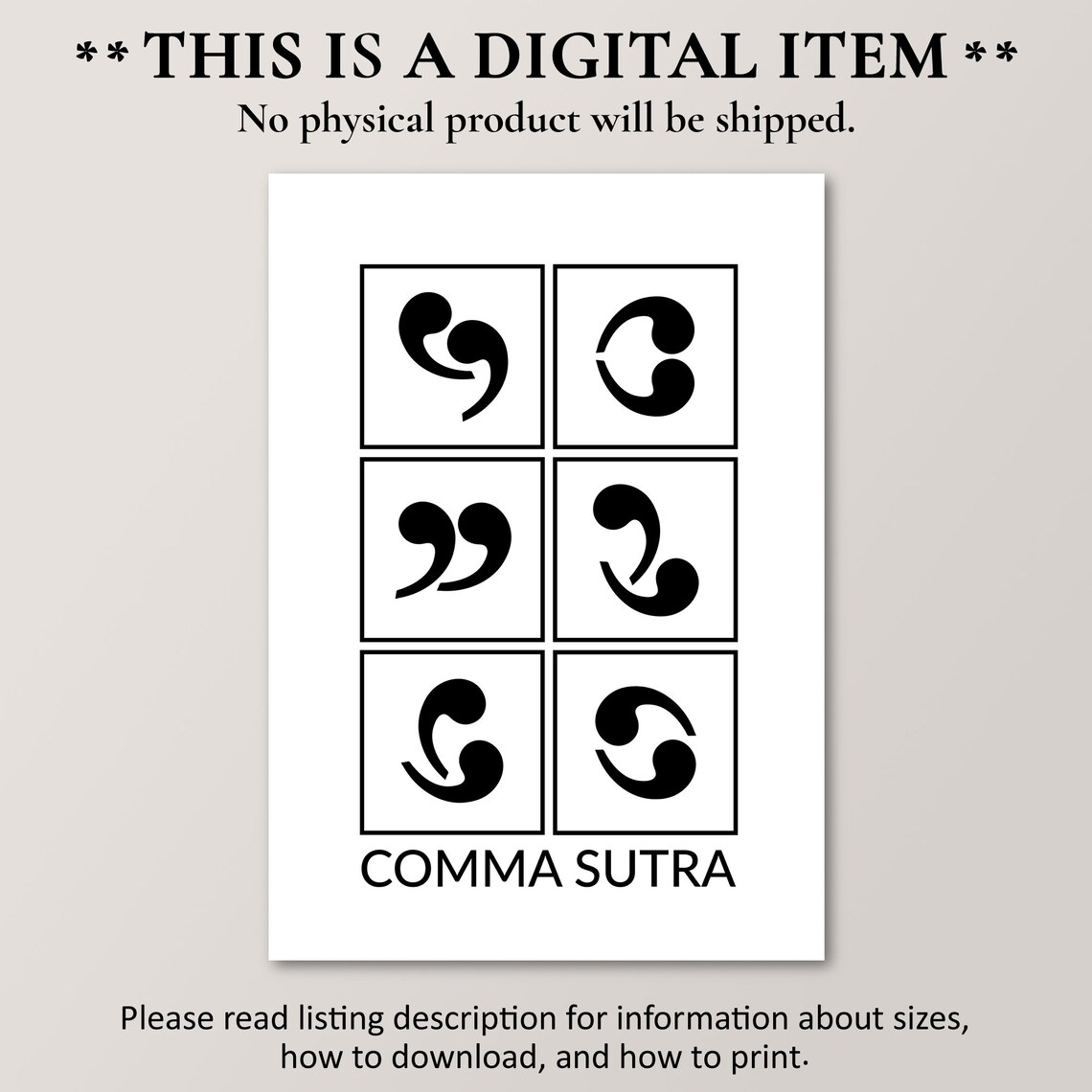 Comma Sutra Funny Bedroom Humor Poster Print - Image 2
