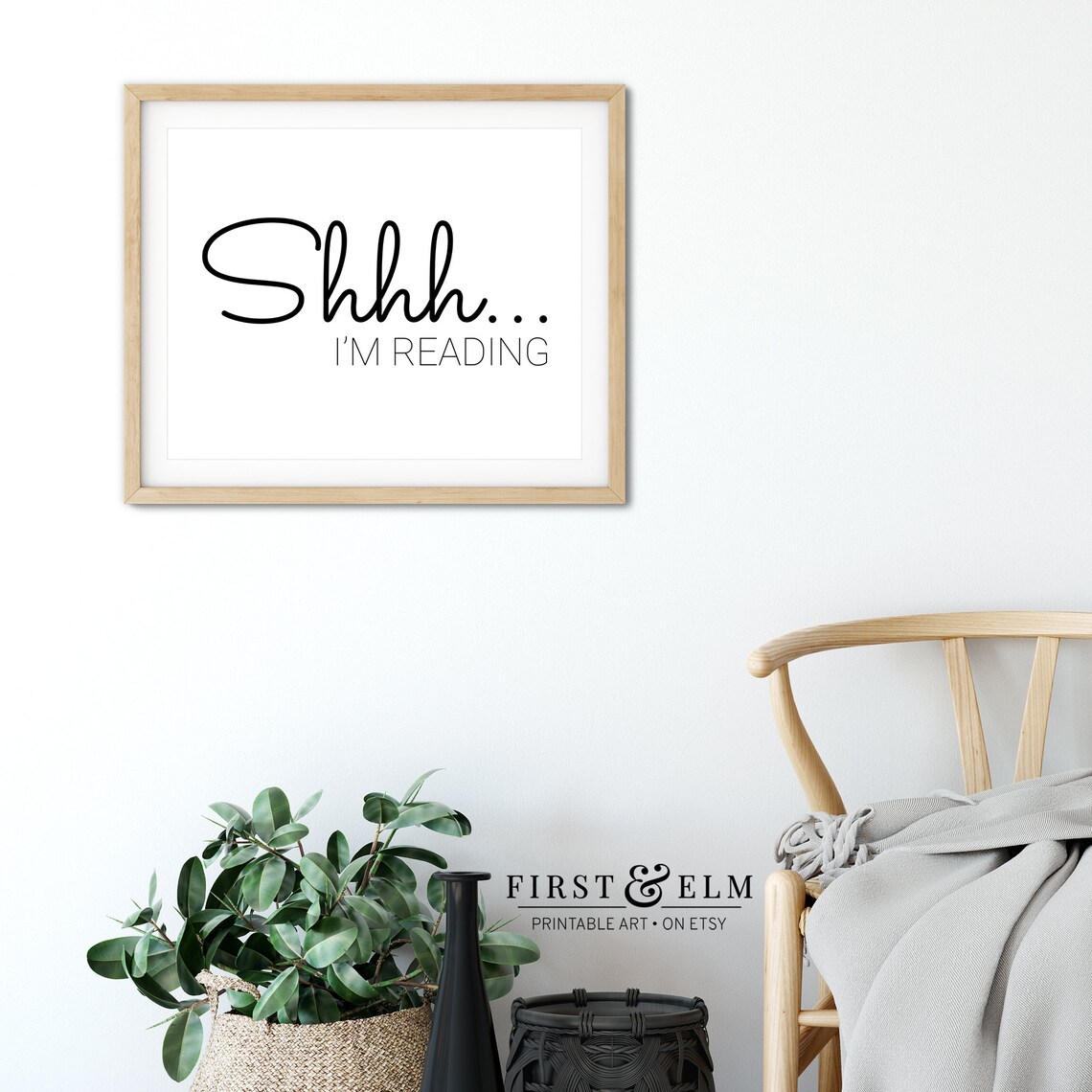 Shhh I'm Reading Bookworm Art Print, Home Library Decor - Image 3