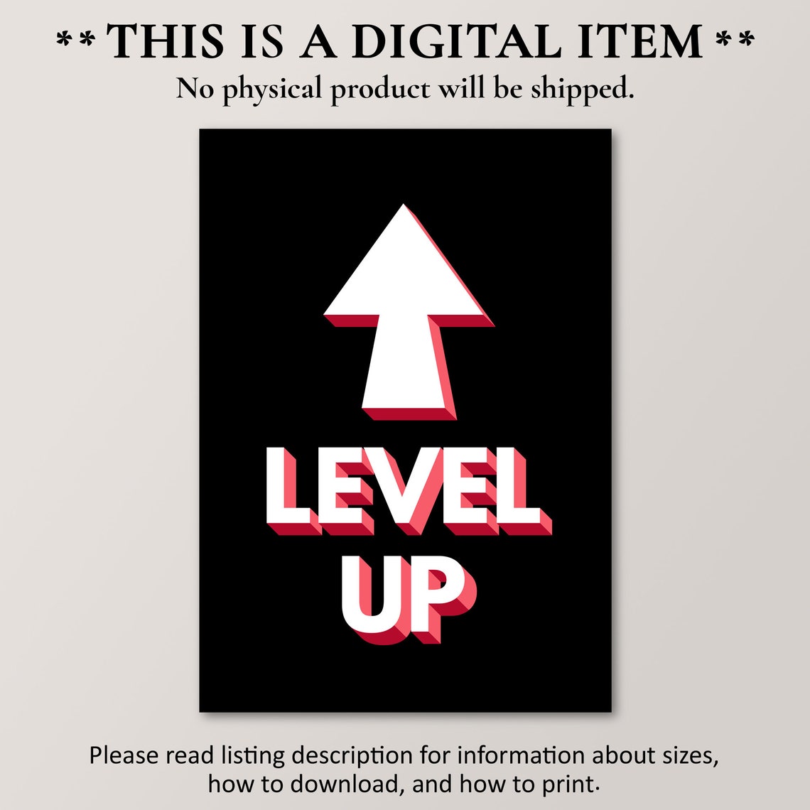 Level Up Arrow Poster Retro Video Game Gamer Room Wall Decor - Image 4