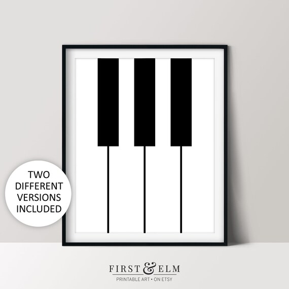 Minimalist Piano Keys Black and White Music Room Modern Art Poster