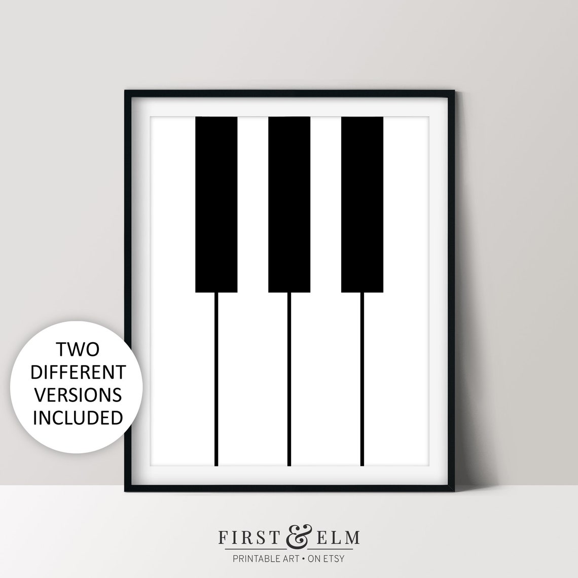 Minimalist Piano Keys Black and White Music Room Modern Art Poster