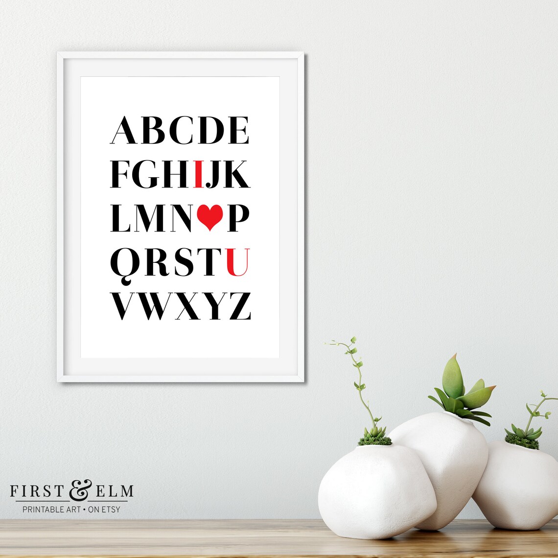 Alphabet I Love You Red Heart Nursery Baby Room ABC Wall Poster - Image 3