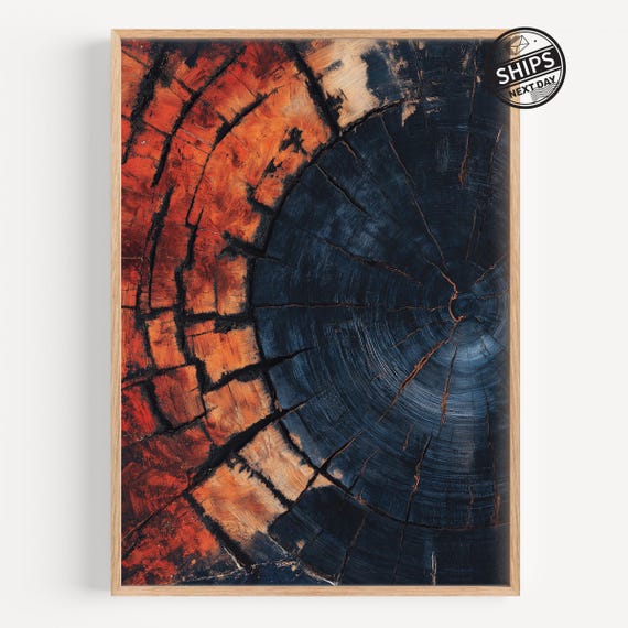 Tree Ring Abstract Wall Art Colorful Decor Minimalist Home Modern Farmhouse Living Room Print