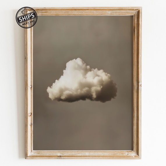 Beige Abstract Cloud Painting Wall Art Maximalist Decor