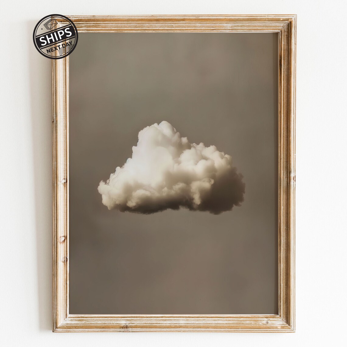 Beige Abstract Cloud Painting Wall Art Maximalist Decor