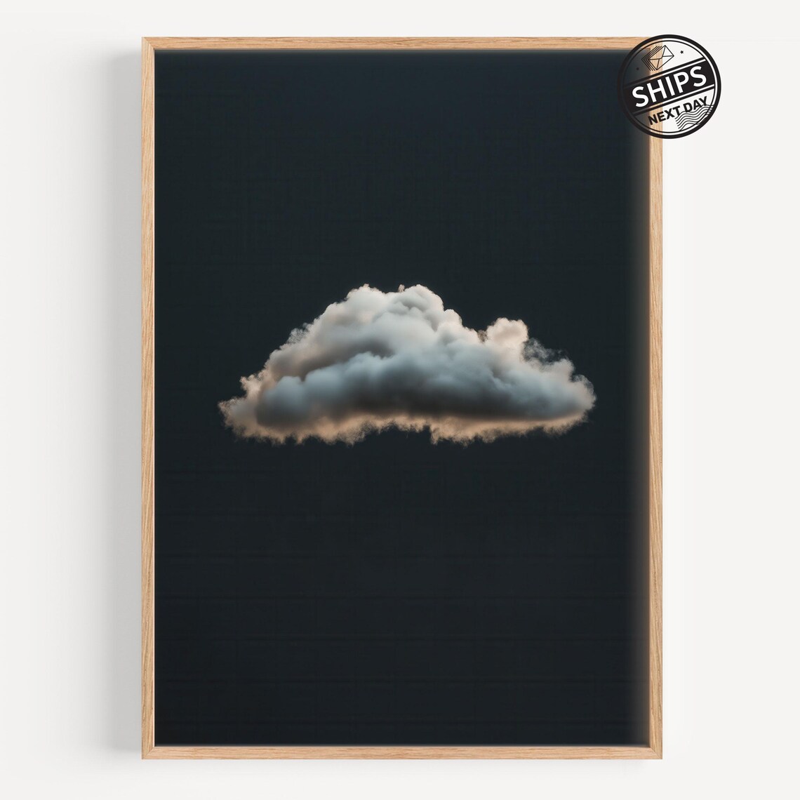 White Cloud Black Sky Minimalist Dramatic Photography Night Art Poster