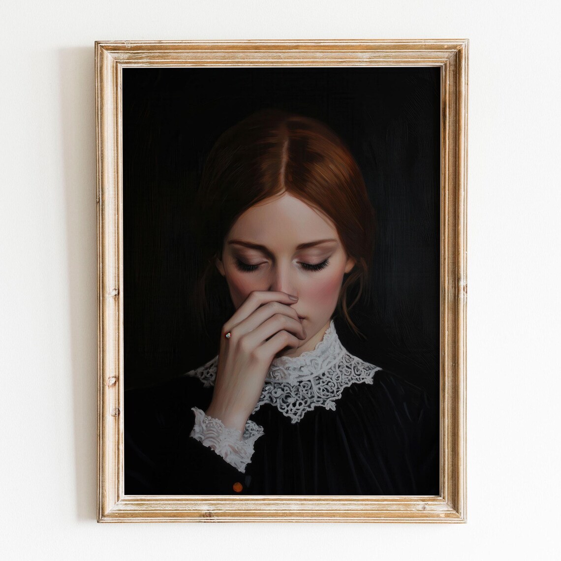 Victorian Woman Holding Nose Funny Bathroom Classical Painting Poster