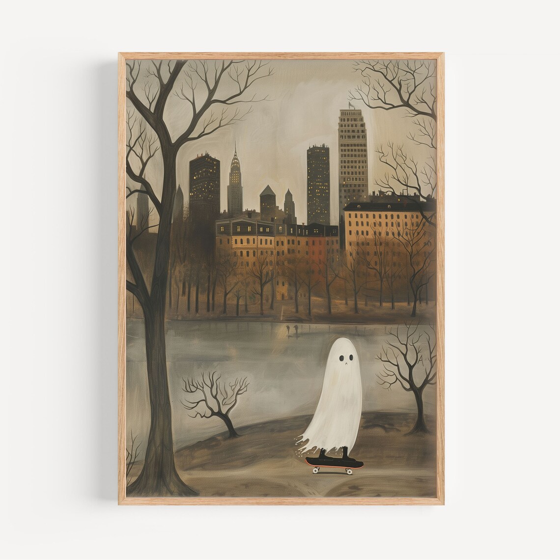 Ghost Skateboarder Central Park New York Moody Dark Academia Poster