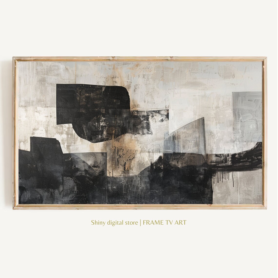 Modern Abstract Neutral Black Paint Strokes
