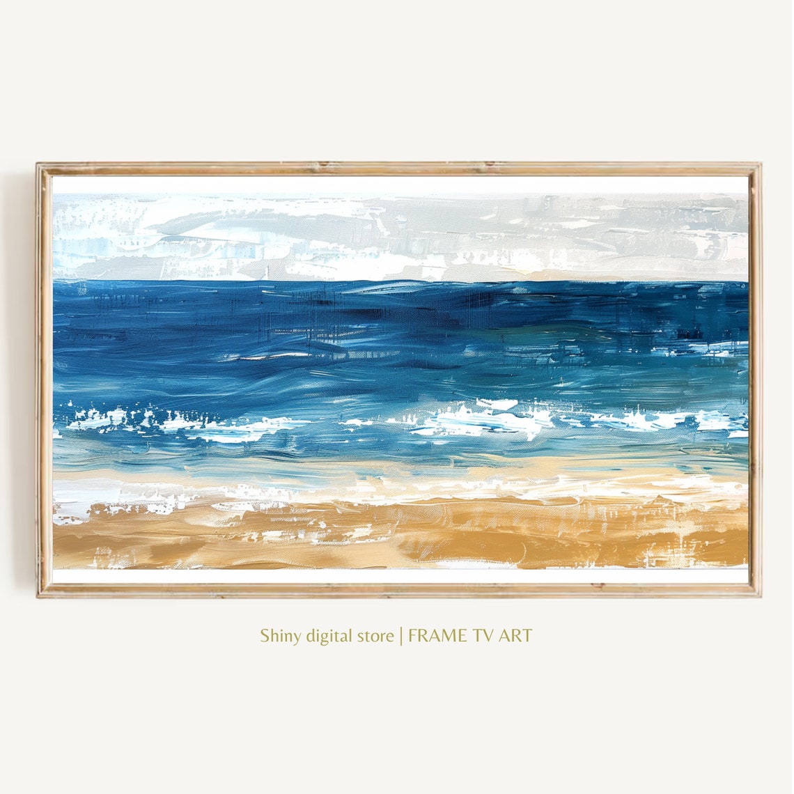 Deep Blue Ocean Waves Beach Abstract Coastal Painting Art Poster