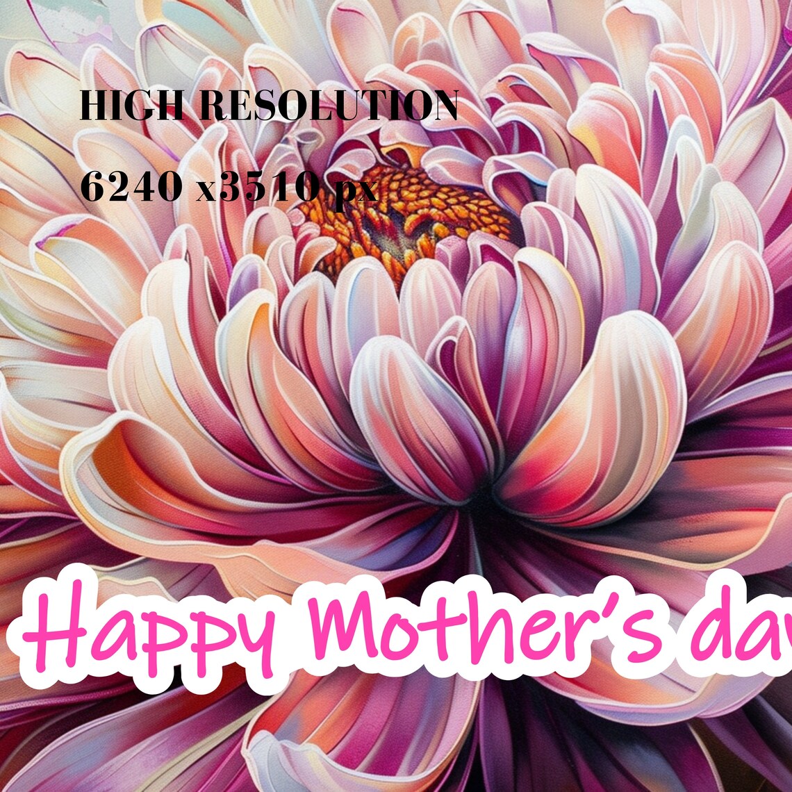 Happy Mother's Day Chrysanthemum Floral Pink Watercolor Poster - Image 3