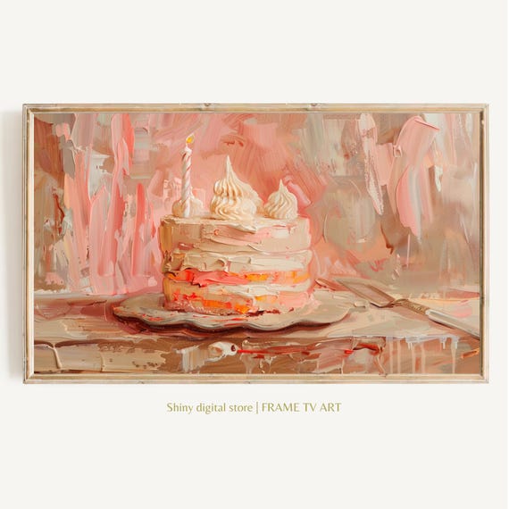 Frame Tv Art Birthday Pink Cake For Frame Tv Art Birthday Party Decor Happy Birthday Gift