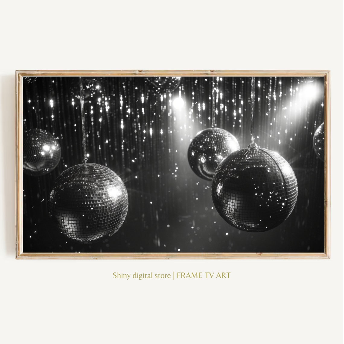 Disco Balls Black And White Party Lights Glitter Celebration Art Print