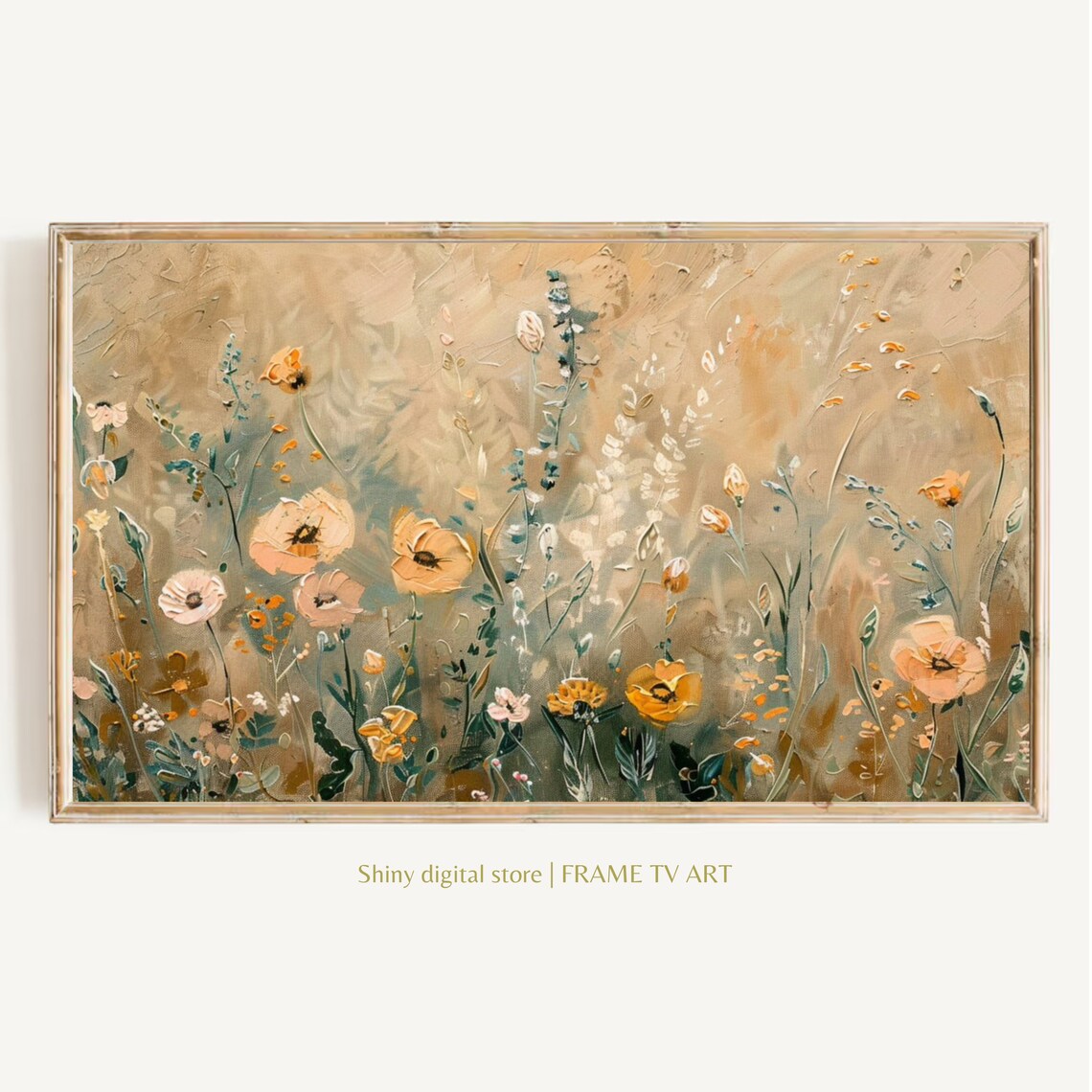 Neutral Wild Flower Painting, Botanical Wall Art