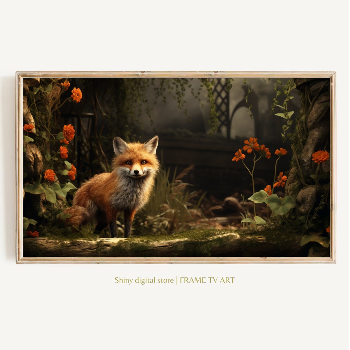 Fox In Winter Painting Animal Tv Frame Rustic Vintage Art Farmhouse Art For Tv Rustic Winter Scene Art Country Christmas Tv Art