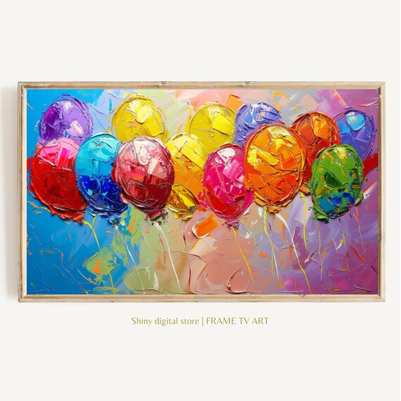 Birthday Frame Tv Art Party Frame Tv Art Bright Colorful Balloons Tv Art Instant Party Tv Art