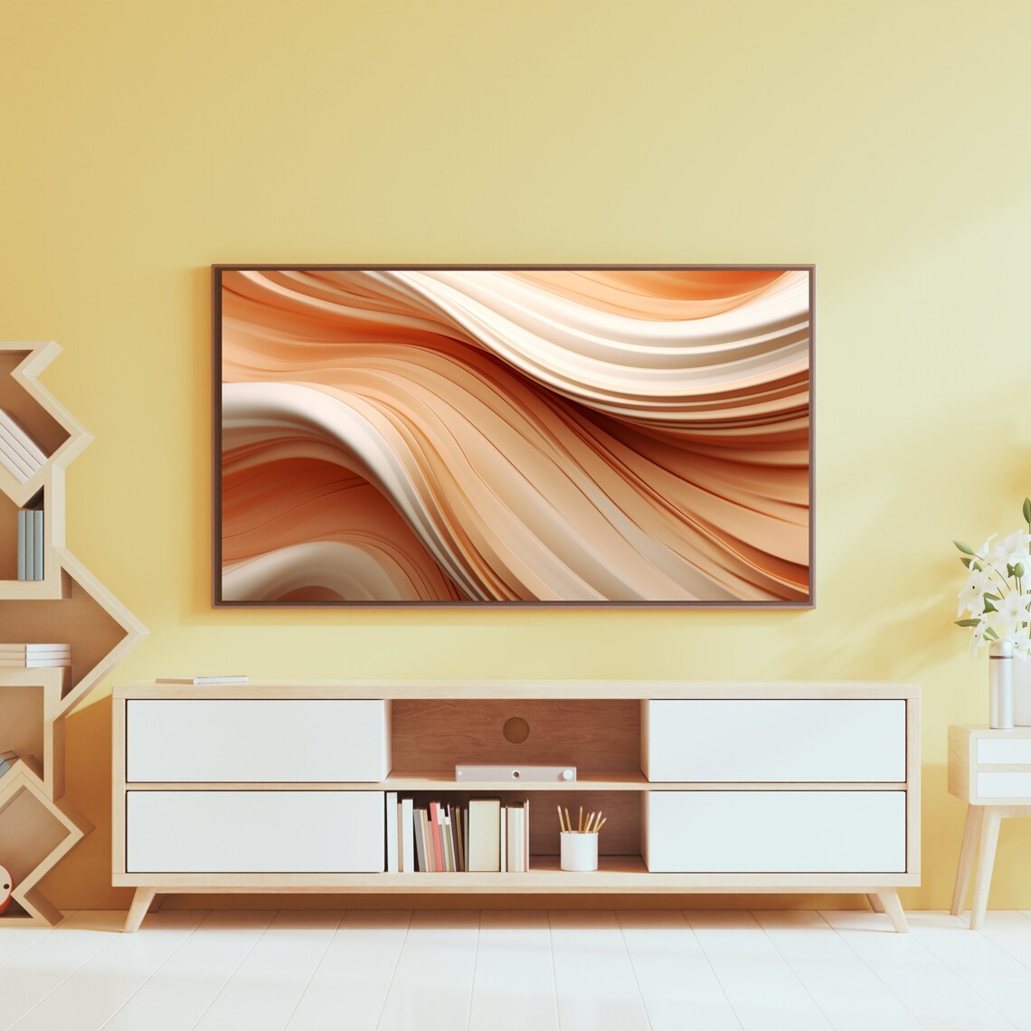 Abstract Frame Tv Art Modern Frame Tv Art File Brown Textured Tv Minimalist Art - Image 3