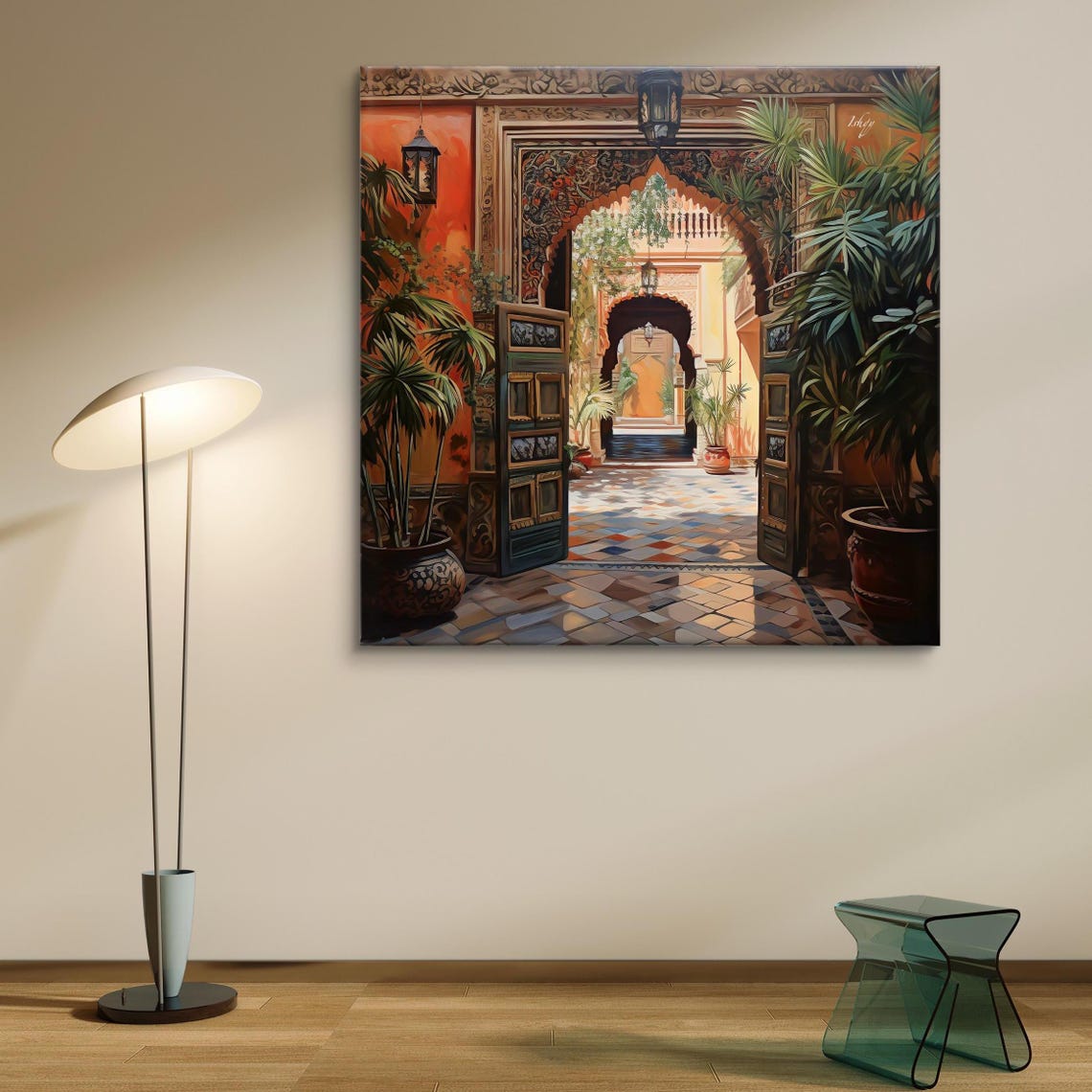 Grand Indian Haveli Courtyard Open Carved Doors Palace Art Poster - Image 4