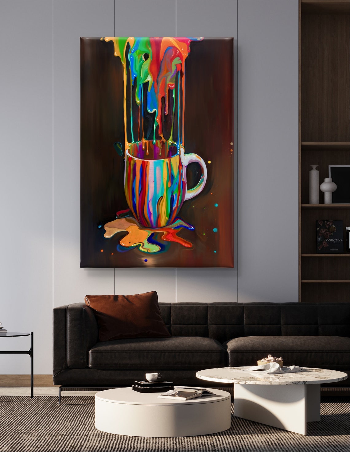 Colorful Coffee Art Vibrant Mug Painting Modern Wall Decor Pop Art Coffee Artwork Unique Kitchen Gift Bold Stylish Home Decor - Image 5