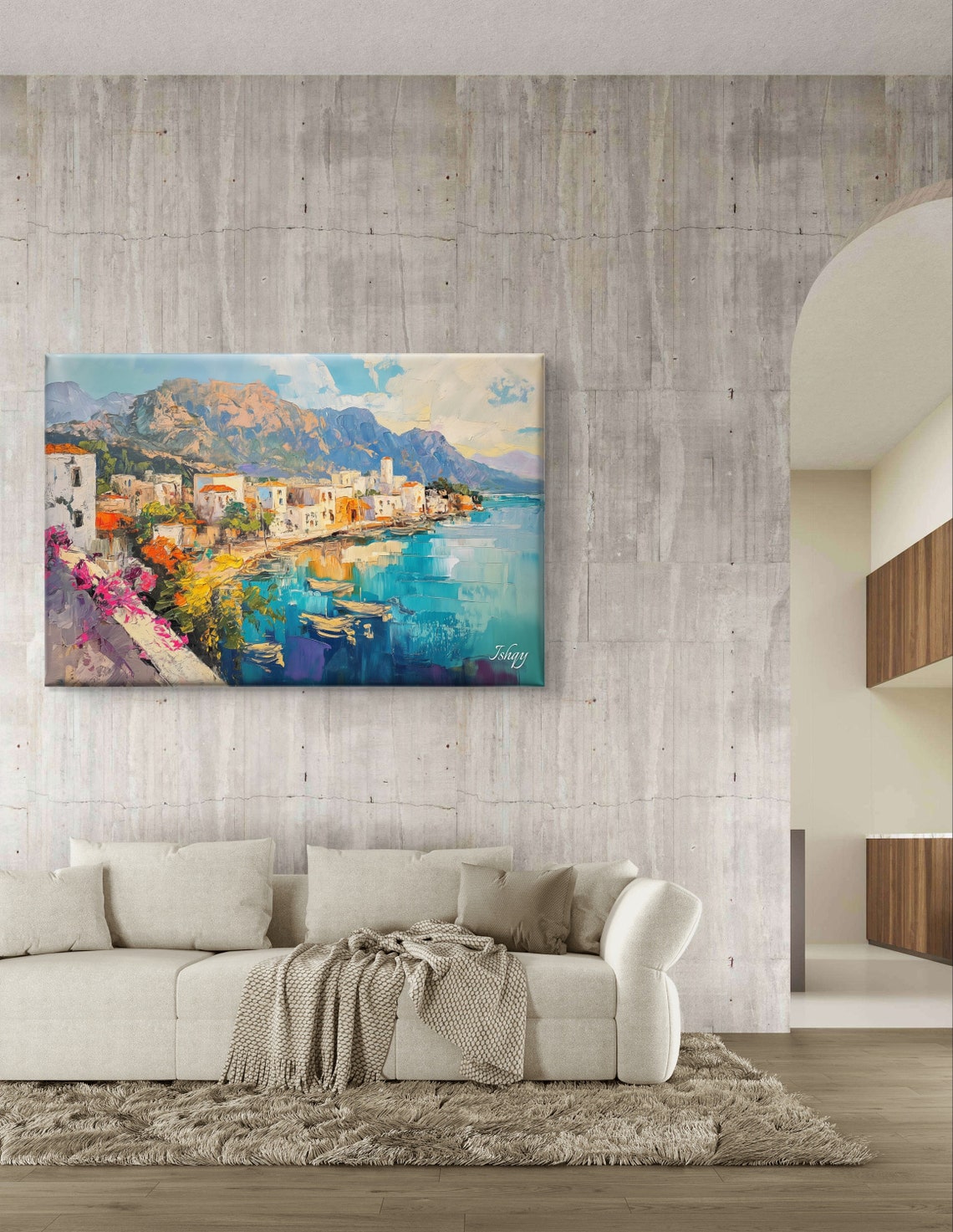 Kyrenia Cyprus Harbor with Turquoise Water and Mountains Poster - Image 5