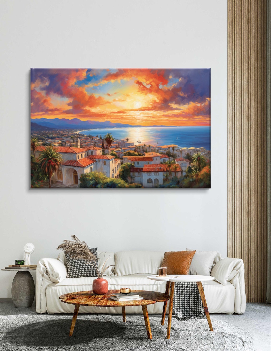 Santa Barbara Coastal Sunset with Red Tile Roofs Panorama Poster - Image 5