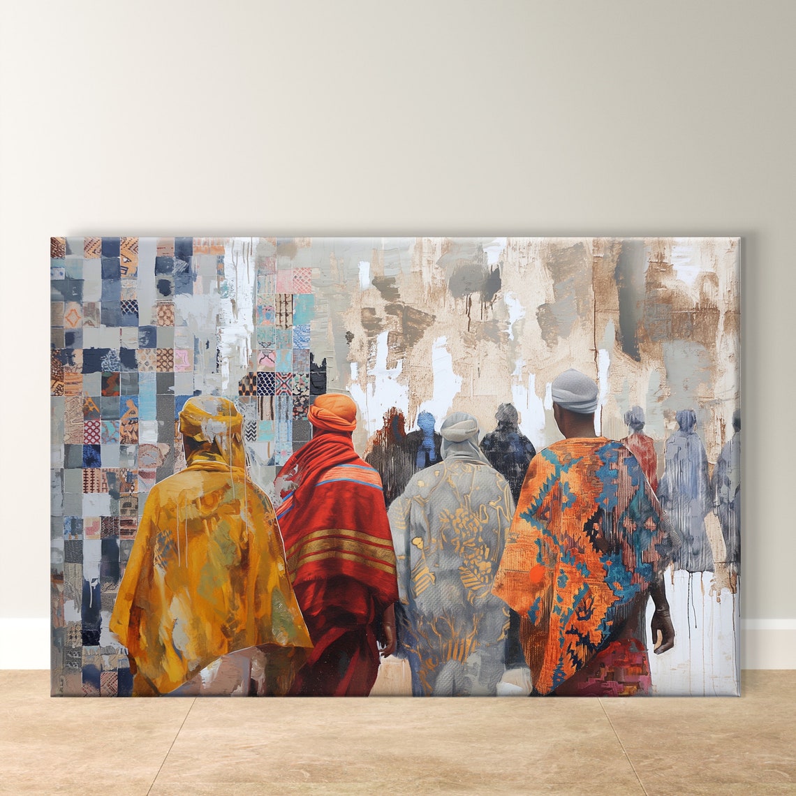 Berber People in Colorful Traditional Robes Walking Art Poster