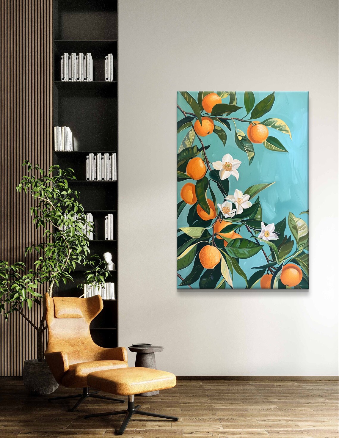 Orange Blossom Branch White Flowers Turquoise Botanical Art Poster - Image 5