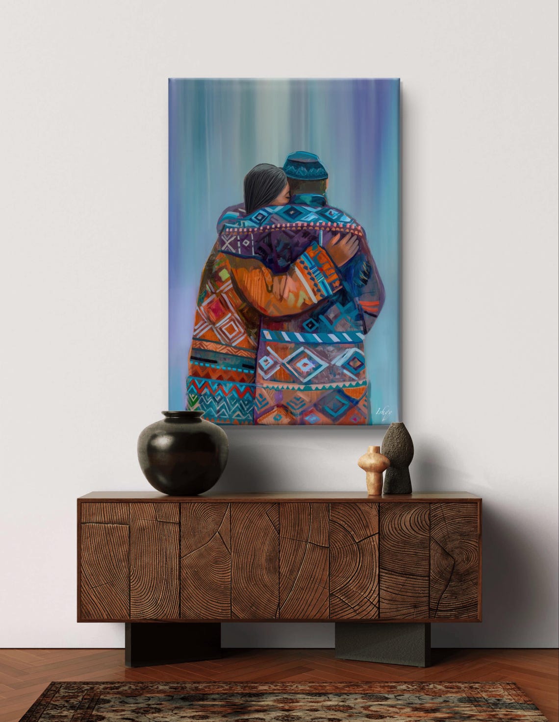Sami Couple Northern Lights Arctic Winter Embrace Night Poster - Image 7