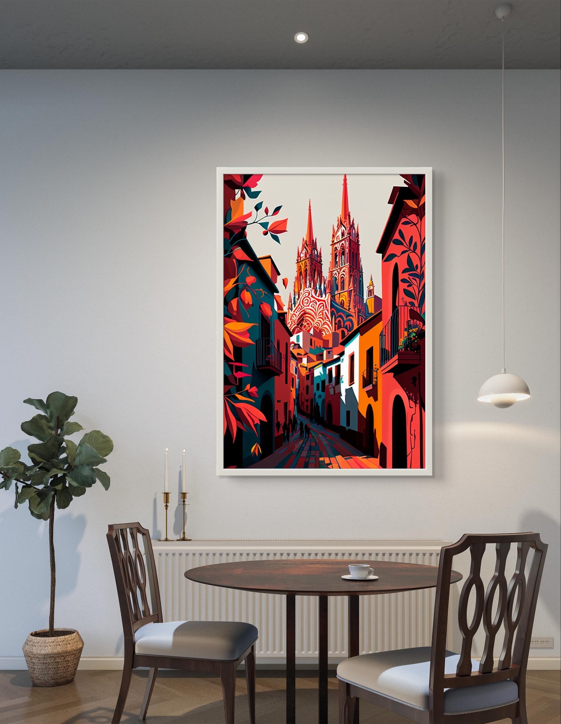 San Miguel de Allende Church in Vibrant Latin Street Art Poster - Image 4