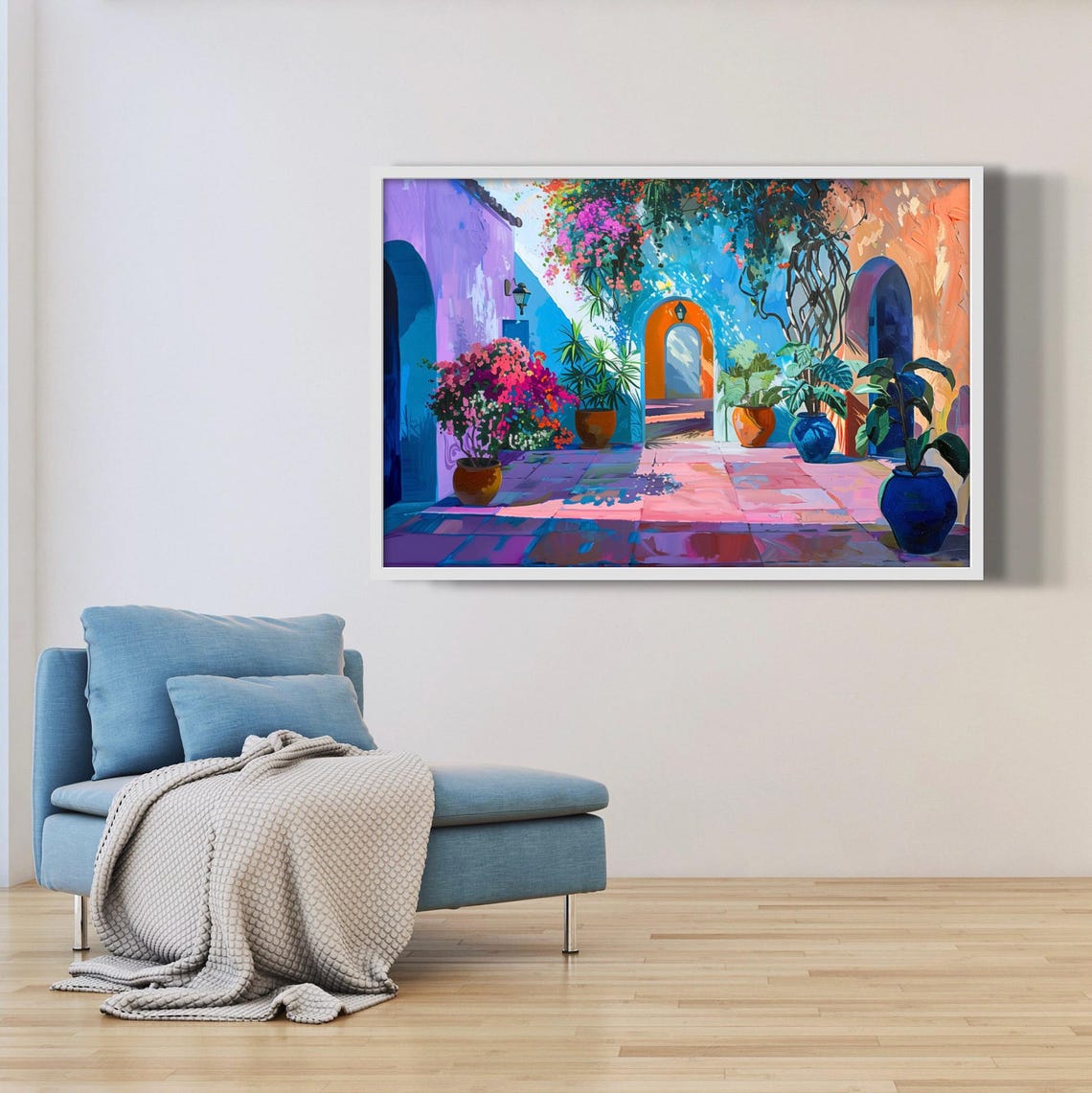 Mexican Courtyard Bougainvillea Arched Doors Vibrant Garden Art Poster - Image 4