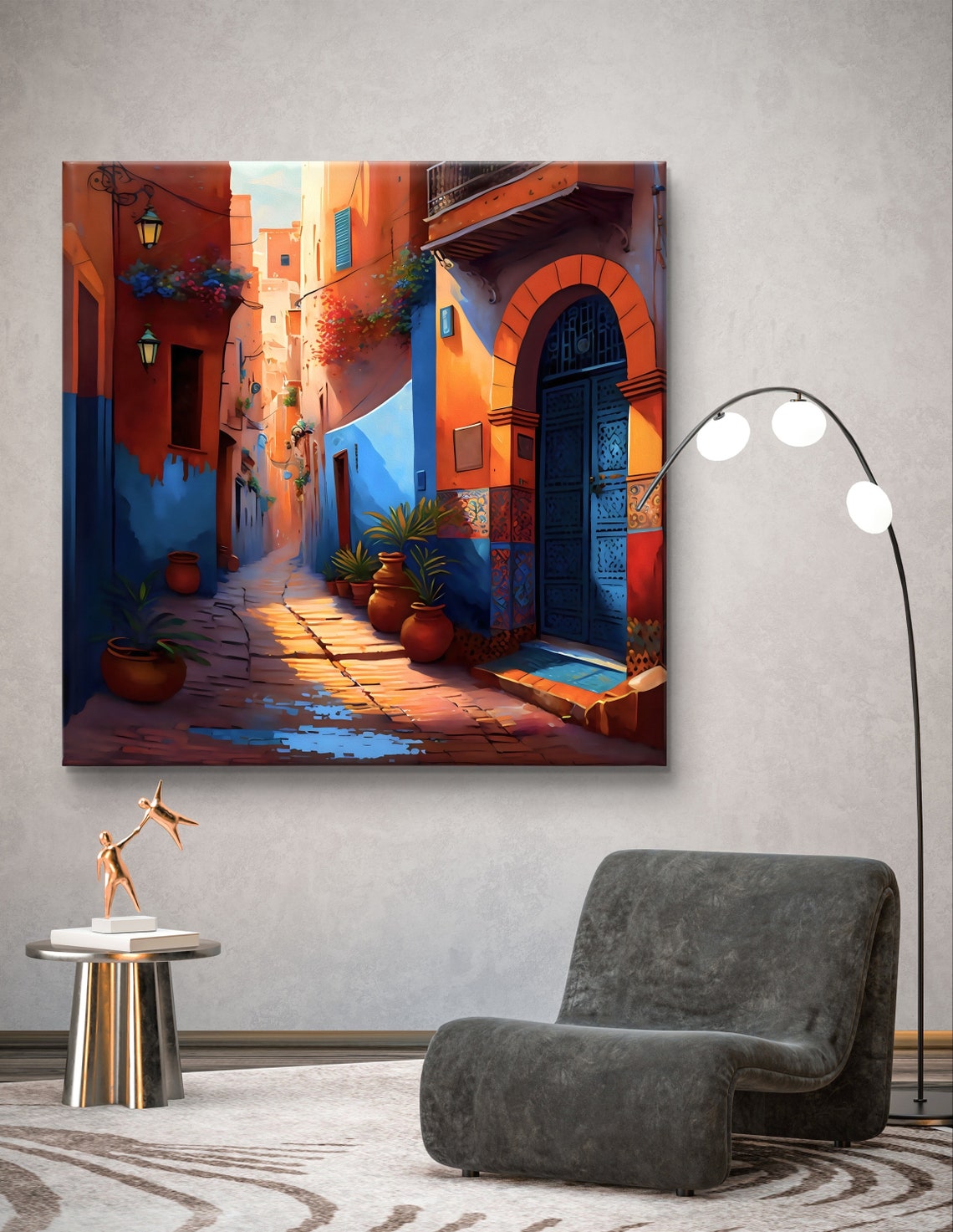 Moroccan Medina Alley With Blue Doors and Lanterns Travel Poster - Image 6