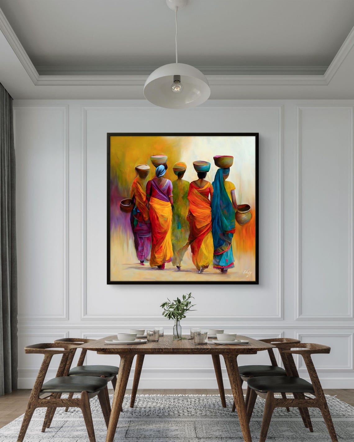 Indian Women Wall Art Vibrant Cultural Of Women In Sarees Unique Home Decor Gift Colorful Ethnic Artwork For Living Room - Image 2