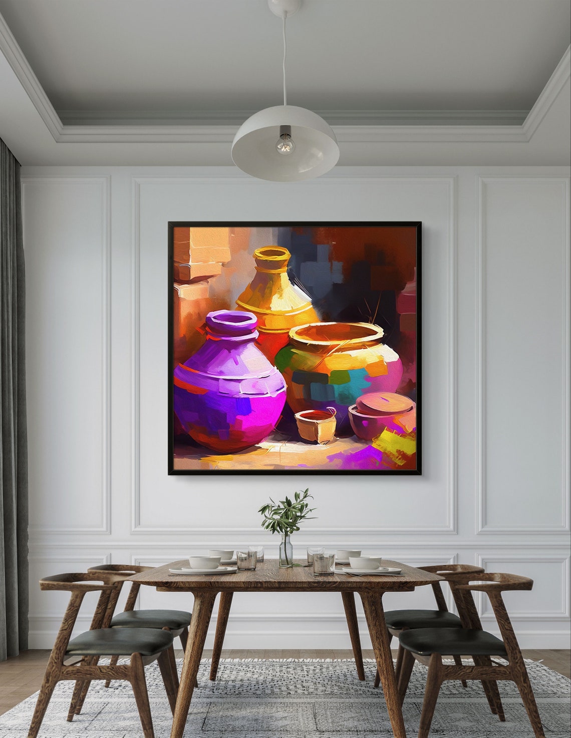 Colorful Clay Pottery Still Life Painting in Warm Hues Poster - Image 3