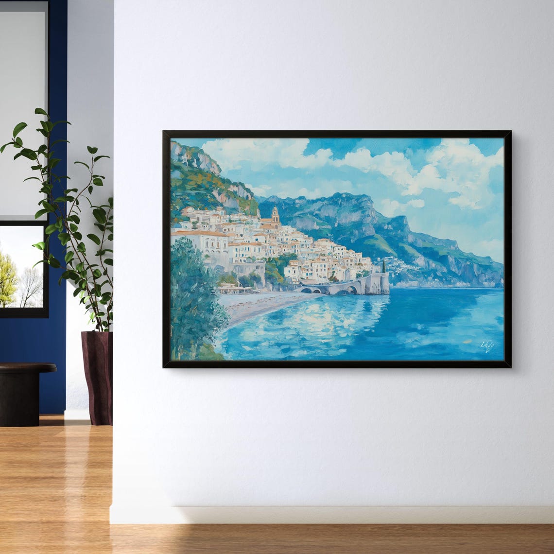 Amalfi Coast Town Cliffsides Turquoise Sea Coastal Italy Poster - Image 2