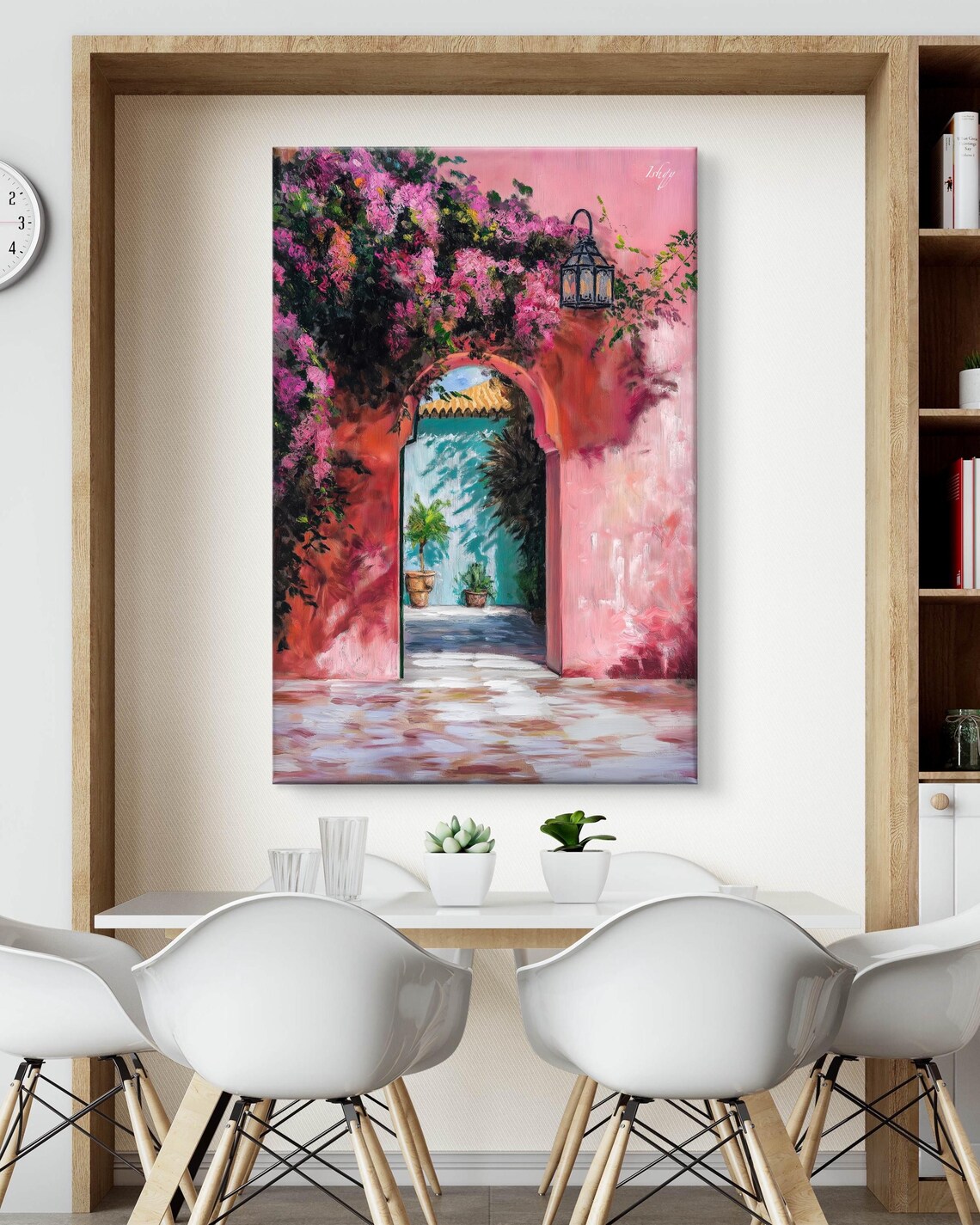 Pink Moroccan Archway Draped in Bougainvillea Painting Poster - Image 7