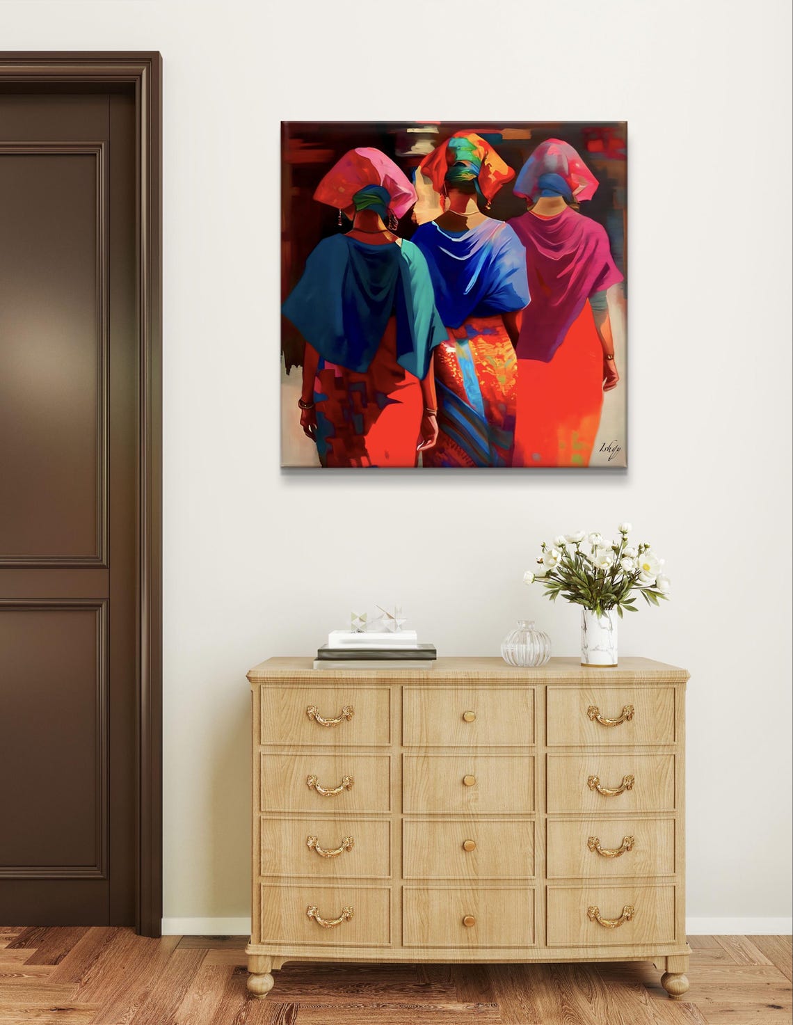 Three Women in Vibrant Traditional Attire Cultural Heritage Poster - Image 5
