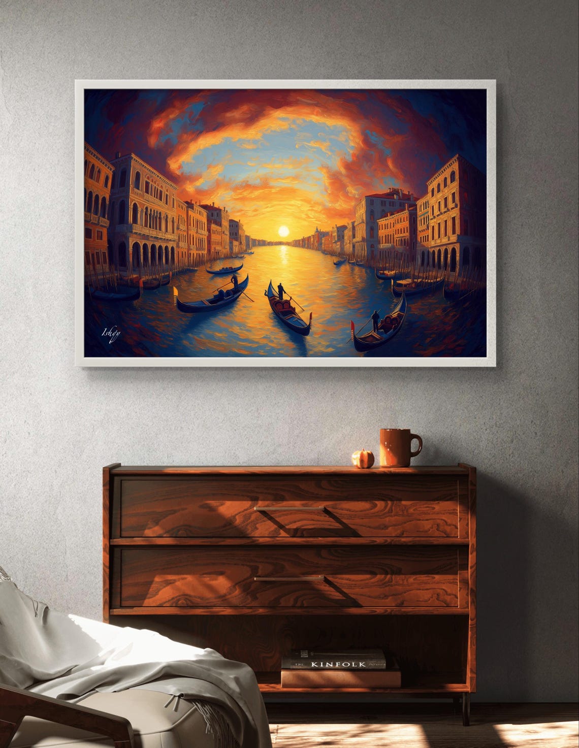 Venice Grand Canal Sunset Gondolas Romance Italian Travel Poster - Image 3