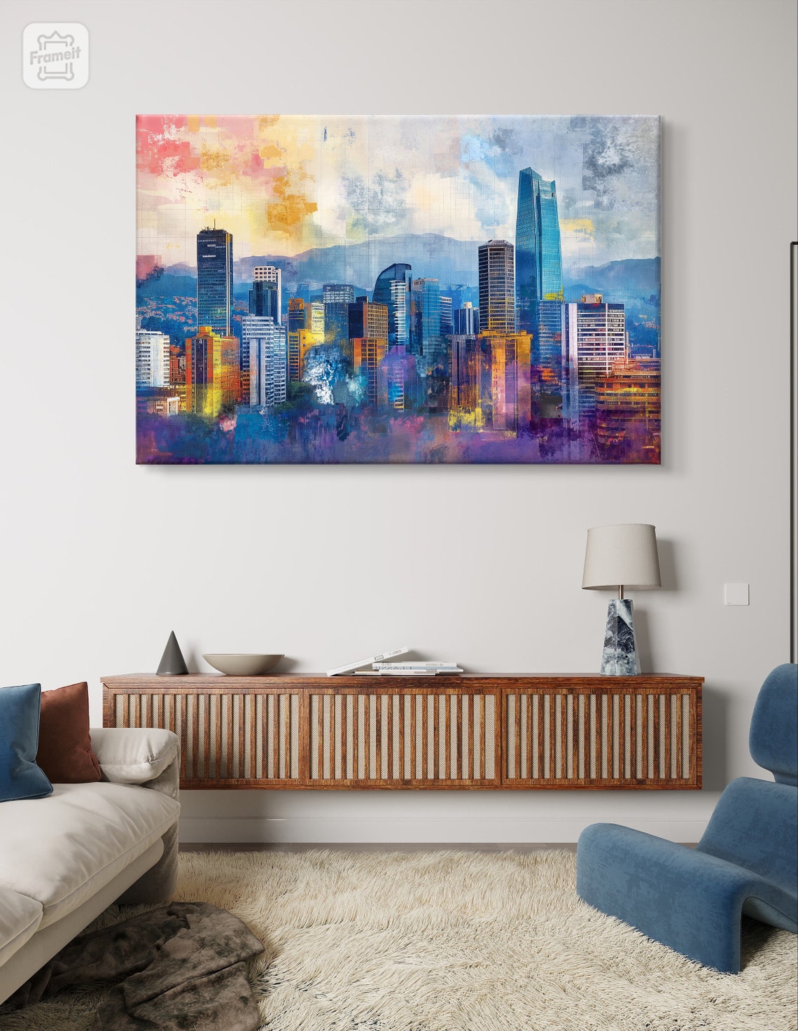 Bogota Colombia Skyline with Andes Mountains in Colorful Hues Poster - Image 6