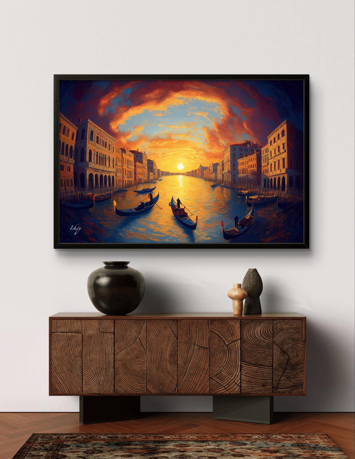 Venice Grand Canal Sunset Gondolas Romance Italian Travel Poster - Image 2