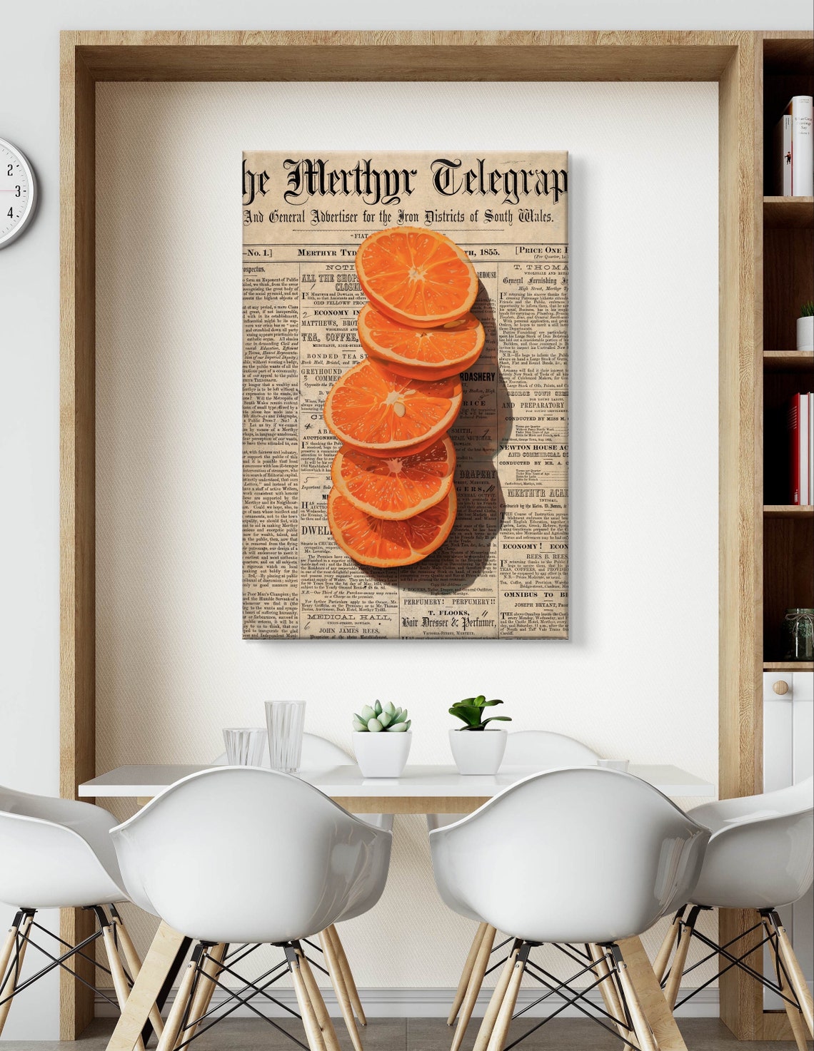 Sliced Orange Stack Vintage 1855 Newspaper Citrus Kitchen Art Poster - Image 5